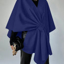 Clasi capa abrigo de lana asimetrica y holgada de diseno de moda de un solo color, para otono/invierno