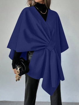 Clasi capa abrigo de lana asimetrica y holgada de diseno de moda de un solo color, para otono/invierno
