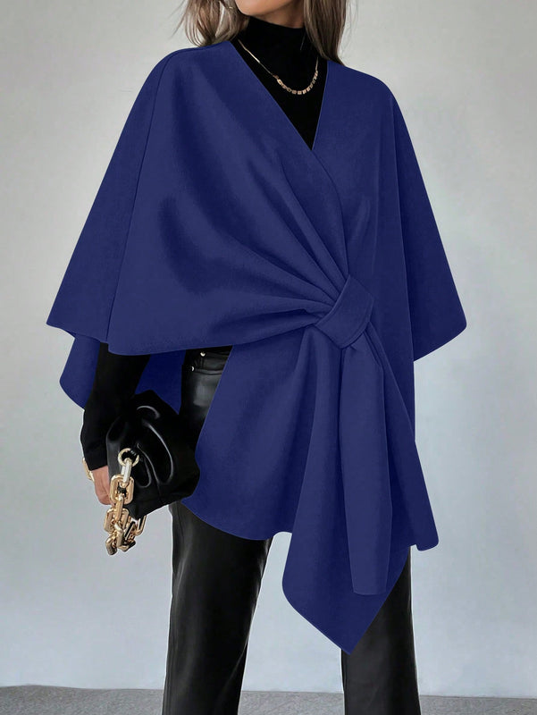 Clasi capa abrigo de lana asimetrica y holgada de diseno de moda de un solo color, para otono/invierno
