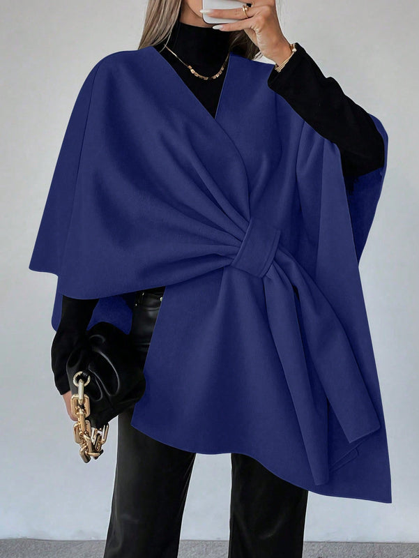 Clasi capa abrigo de lana asimetrica y holgada de diseno de moda de un solo color, para otono/invierno