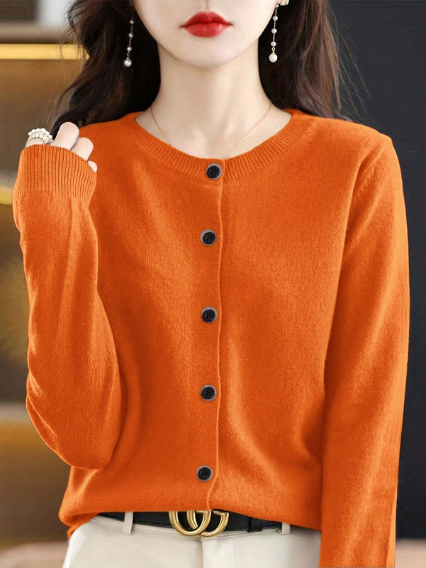 Essnce cardigan suelto y casual de mujer de un solo abotonado, de color liso, manga larga, para otono/invierno