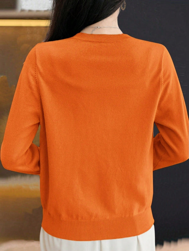 Essnce cardigan suelto y casual de mujer de un solo abotonado, de color liso, manga larga, para otono/invierno