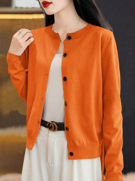 Essnce cardigan suelto y casual de mujer de un solo abotonado, de color liso, manga larga, para otono/invierno