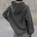 Dazy sudadera con capucha de unicolor, de ajuste holgado y de manga larga para mujeres