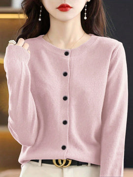Essnce cardigan suelto y casual de mujer de un solo abotonado, de color liso, manga larga, para otono/invierno