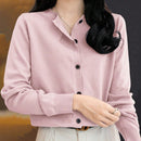 Essnce cardigan suelto y casual de mujer de un solo abotonado, de color liso, manga larga, para otono/invierno