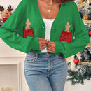Essnce cardigan de manga larga con grafico de hombre de jengibre minimalista y casual para mujer, navidad