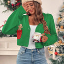 Essnce cardigan de manga larga con grafico de hombre de jengibre minimalista y casual para mujer, navidad
