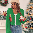 Essnce cardigan de manga larga con grafico de hombre de jengibre minimalista y casual para mujer, navidad