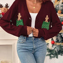 Essnce cardigan de manga larga con grafico de hombre de jengibre minimalista y casual para mujer, navidad
