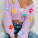 Essnce 1 pieza cardigan casual de manga larga con botones al frente y bordado floral