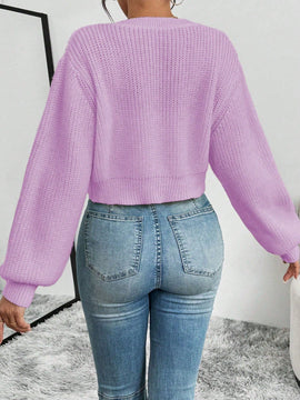 Essnce 1 pieza cardigan casual de manga larga con botones al frente y bordado floral