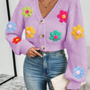 Essnce cardigan informal de mujer con botones delanteros y estampado de flores, apropiado para el uso diario en otono/invierno