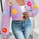 Essnce cardigan informal de mujer con botones delanteros y estampado de flores, apropiado para el uso diario en otono/invierno