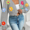 Essnce 1 pieza cardigan casual de manga larga con botones al frente y bordado floral