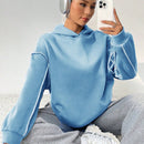 Moosta sudadera con capucha de manga larga y diseno simple para el ocio diario de las mujeres