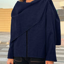 Essnce chaqueta de lana negra holgada y versatil para uso casual y de aeropuerto, diseno de bufanda de una pieza, chaqueta de cardigan corta de lana calida para el invierno, tendencia de moda otono 2024