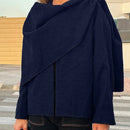 Essnce chaqueta de lana negra holgada y versatil para uso casual y de aeropuerto, diseno de bufanda de una pieza, chaqueta de cardigan corta de lana calida para el invierno, tendencia de moda otono 2024