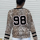 Ezwear sudadera holgada de cuello redondo de manga larga con patron de hojas de arce y ramas para mujer, adecuada para otono/invierno