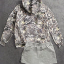 Muchic sudadera con capucha con estampado de leopardo minimalista informal, impreso en toda la prenda, otono invierno