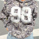 Muchic sudadera con capucha con estampado de leopardo minimalista informal, impreso en toda la prenda, otono invierno