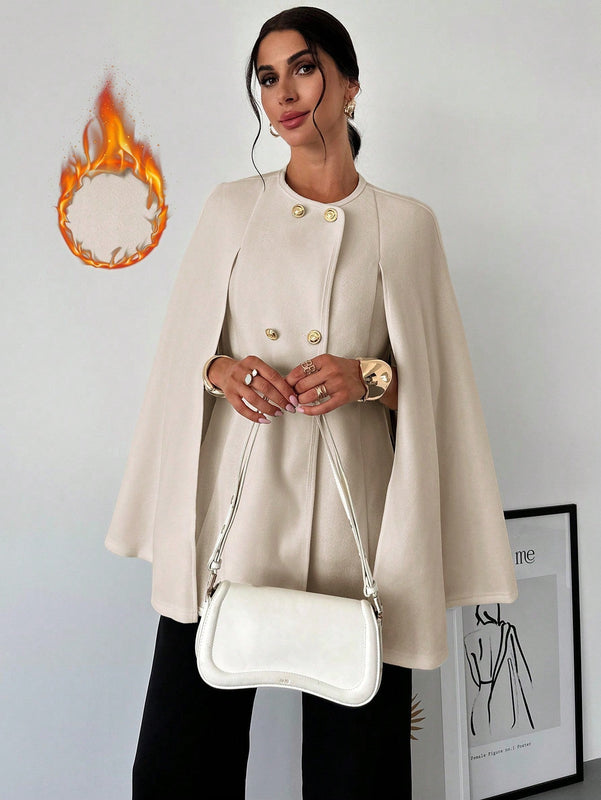 Prive capa/poncho sobrecapa de unicolor elegante y minimalista de color albaricoque para mujer
