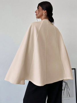 Prive capa/poncho sobrecapa de unicolor elegante y minimalista de color albaricoque para mujer