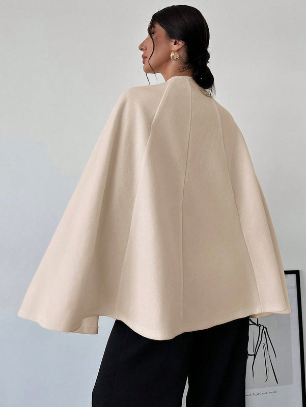 Prive capa/poncho sobrecapa de unicolor elegante y minimalista de color albaricoque para mujer