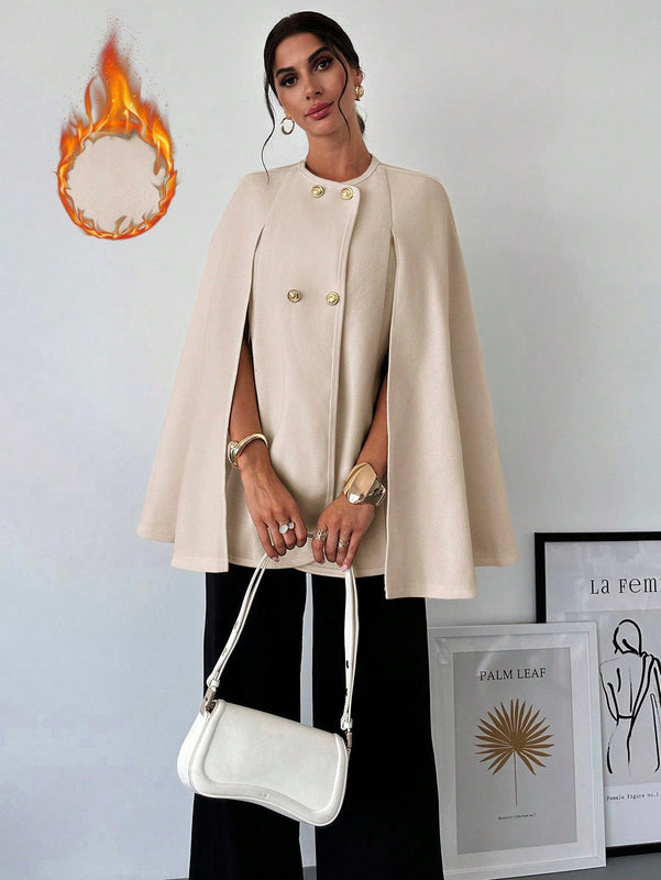 Prive capa/poncho sobrecapa de unicolor elegante y minimalista de color albaricoque para mujer