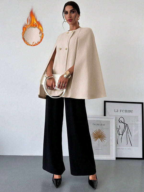 Prive capa/poncho sobrecapa de unicolor elegante y minimalista de color albaricoque para mujer