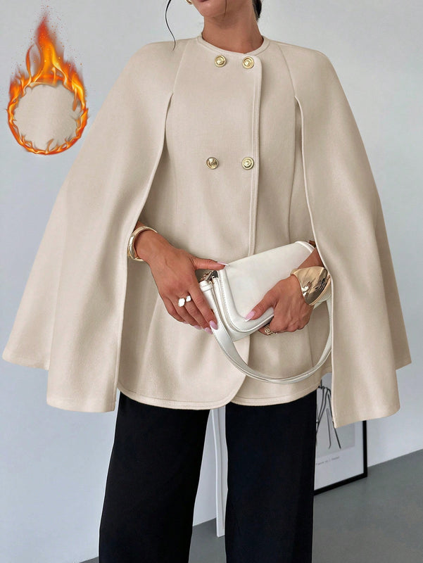 Prive capa/poncho sobrecapa de unicolor elegante y minimalista de color albaricoque para mujer