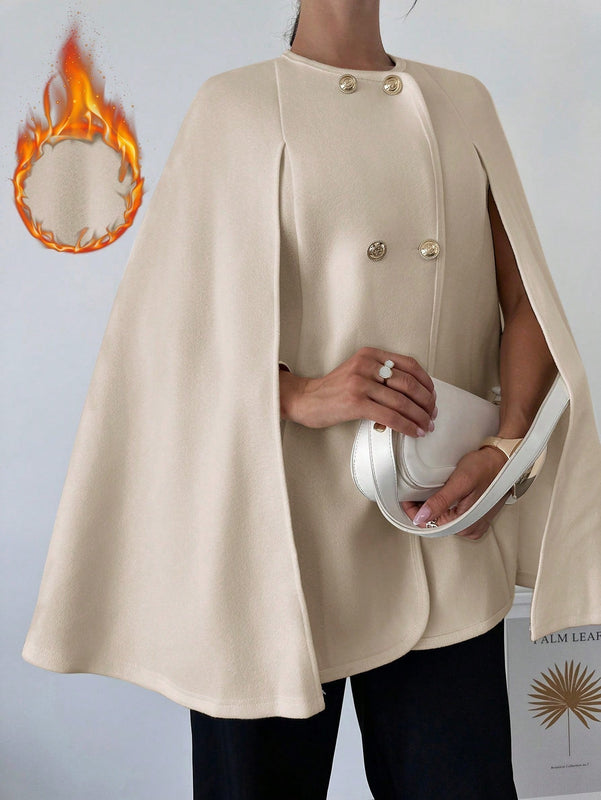 Prive capa/poncho sobrecapa de unicolor elegante y minimalista de color albaricoque para mujer