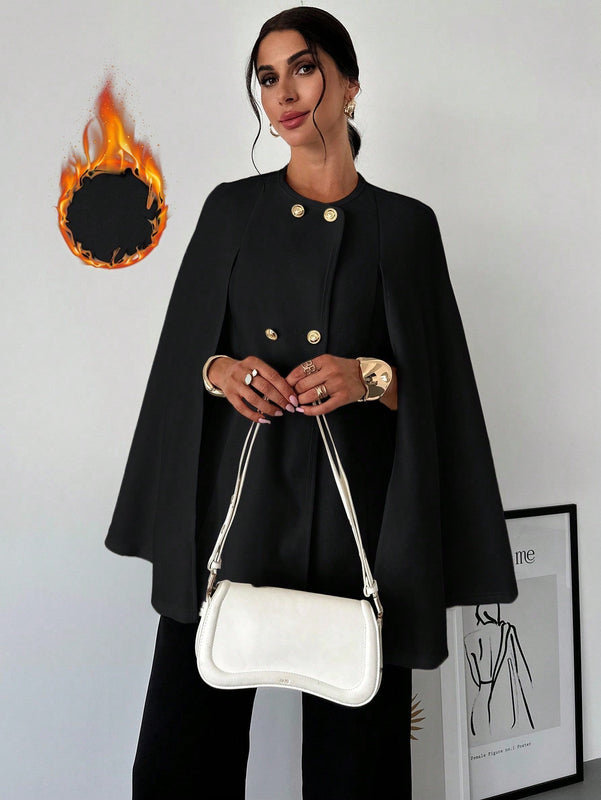 Prive capa/poncho sobrecapa de unicolor elegante y minimalista de color albaricoque para mujer