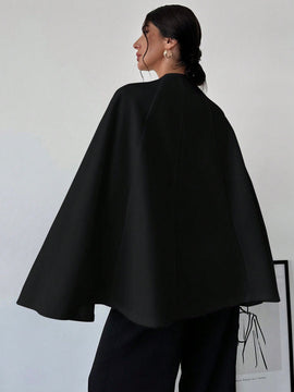 Prive capa/poncho sobrecapa de unicolor elegante y minimalista de color albaricoque para mujer