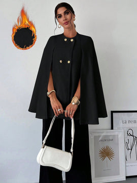 Prive capa/poncho sobrecapa de unicolor elegante y minimalista de color albaricoque para mujer