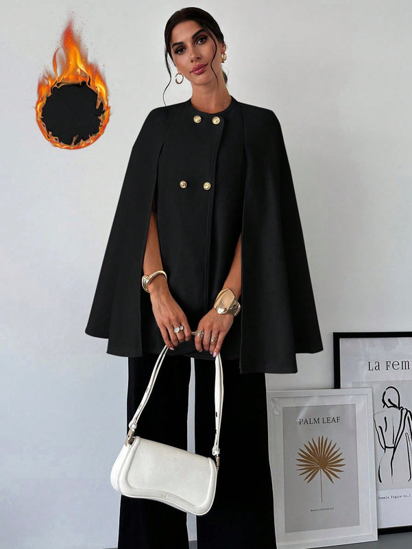 Prive capa/poncho sobrecapa de unicolor elegante y minimalista de color albaricoque para mujer