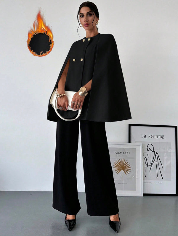 Prive capa/poncho sobrecapa de unicolor elegante y minimalista de color albaricoque para mujer
