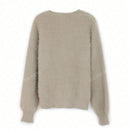 Cardigan de manga larga con botones con estampado de grano de madera y cuello en v, unicolor, informal, calido y elegante, para otono/invierno