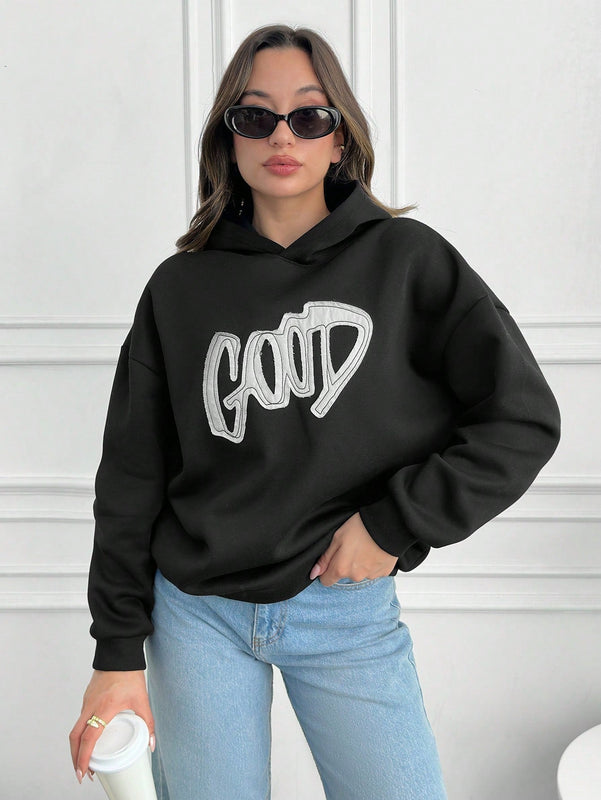 Cottnline sudaderas holgadas con bordado "good" para mujeres