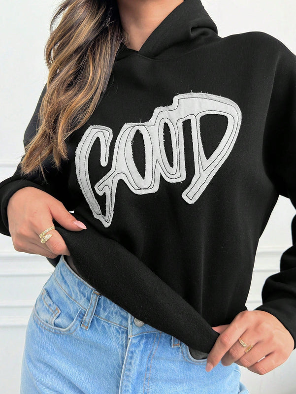 Cottnline sudaderas holgadas con bordado "good" para mujeres