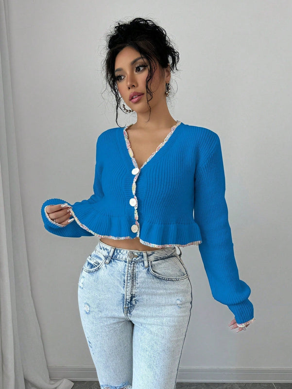 Raffinea blusa casual de manga larga con botones de unicolor, para uso diario