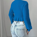 Raffinea blusa casual de manga larga con botones de unicolor, para uso diario
