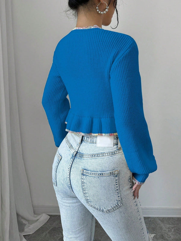 Raffinea blusa casual de manga larga con botones de unicolor, para uso diario