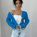 Raffinea blusa casual de manga larga con botones de unicolor, para uso diario