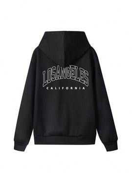 Sudadera con capucha informal y holgada para mujer con estampado de letra, manga larga, forro polar, disenada para un confort extremo, adecuada para usar en capas o sola para crear looks de moda, invierno