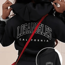 Sudadera con capucha informal y holgada para mujer con estampado de letra, manga larga, forro polar, disenada para un confort extremo, adecuada para usar en capas o sola para crear looks de moda, invierno