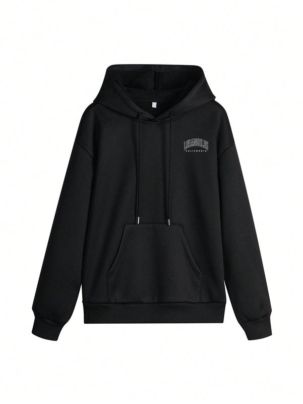 Sudadera con capucha informal y holgada para mujer con estampado de letra, manga larga, forro polar, disenada para un confort extremo, adecuada para usar en capas o sola para crear looks de moda, invierno