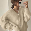 Dazy cardigan holgado de punto de color liso con cuello en v para mujer