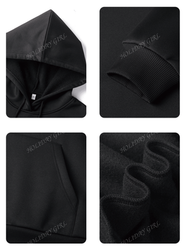 Sudadera con capucha informal y holgada para mujer con estampado de letra, manga larga, forro polar, disenada para un confort extremo, adecuada para usar en capas o sola para crear looks de moda, invierno