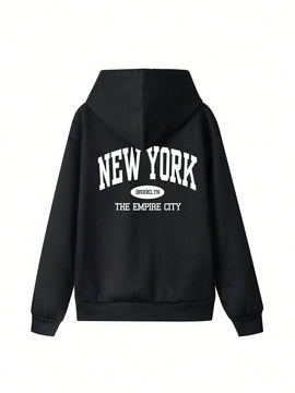 Sudadera con capucha informal y holgada para mujer con estampado de letra, manga larga, forro polar, disenada para un confort extremo, adecuada para usar en capas o sola para crear looks de moda, invierno